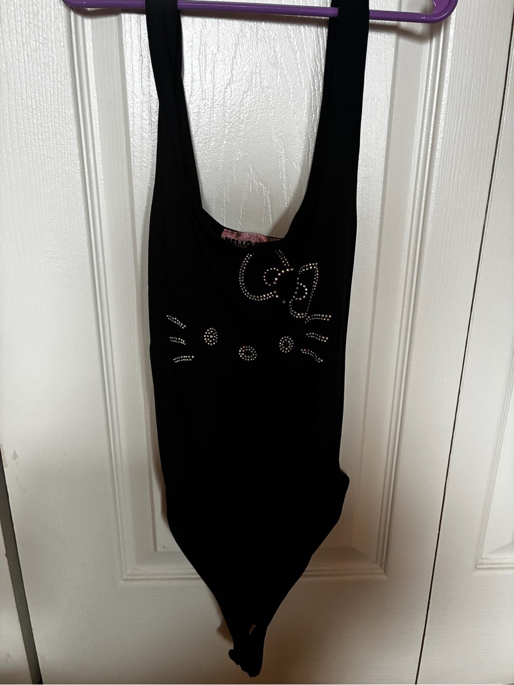 Forever 21 Black Rhinestone Hello Kitty Bodysuit